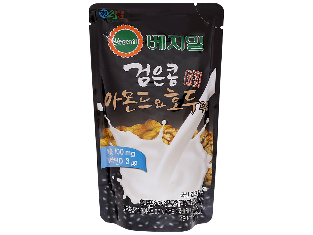 Sữa đậu đen, hạnh nhân và óc chó Vegemil bịch 190ml (chứa 100mg calcium) 1