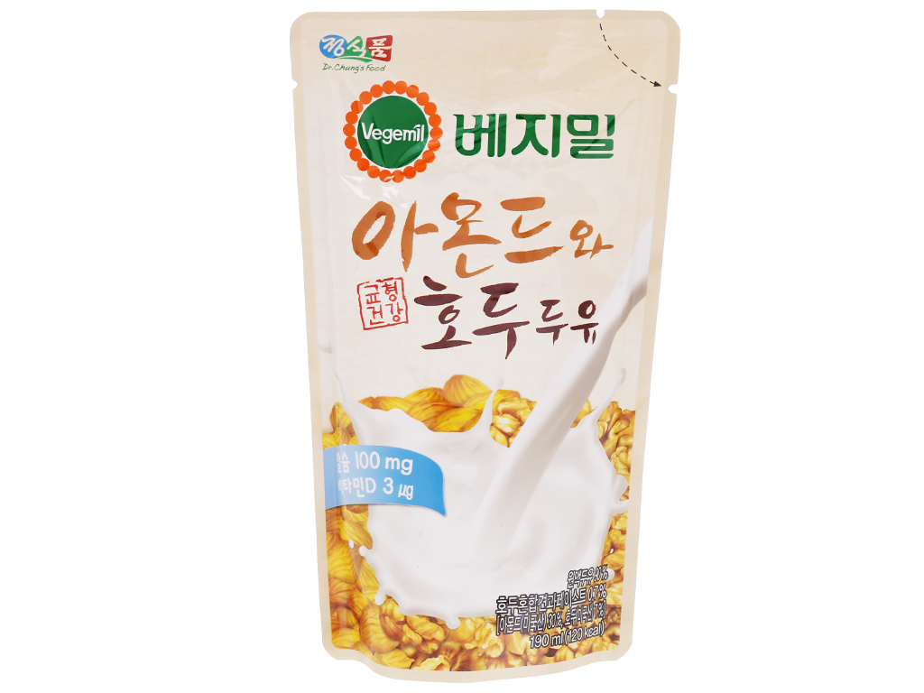 Sữa hạnh nhân và óc chó Vegemil bịch 190ml 1