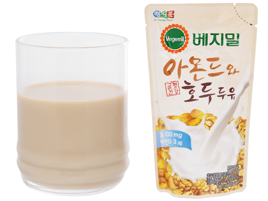Sữa hạnh nhân và óc chó Vegemil bịch 190ml 5